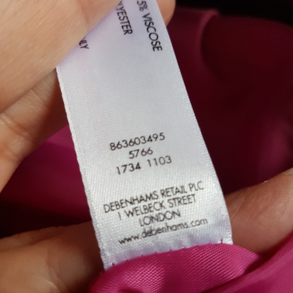 Fuchsia Pink Double Breasted Pea Coat with Black Buttons from London - Picture 17 of 17